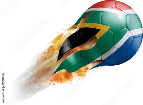Flying Soccer Ball with South Africa Flag