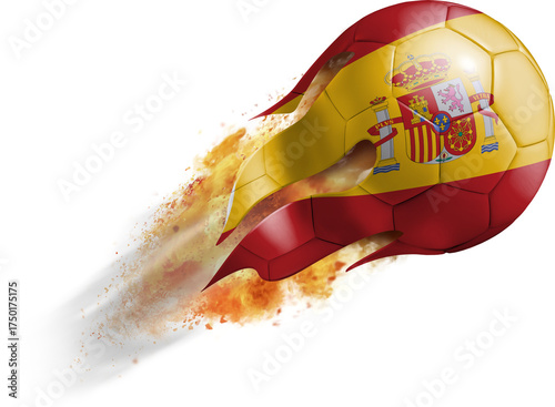 Flying Soccer Ball with Spain Flag