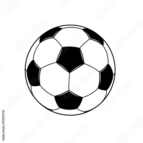 Classic black and white soccer ball icon PNG with transparent background - isolated football ball clipart illustration