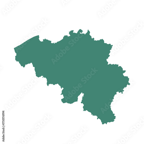 Map of Belgium, sign silhouette. World Map Globe. Vector Illustration isolated on white background. Europe continent.
