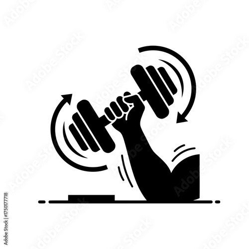 Gym equipment vector art of arm holding dumbbell for fitness and exercise