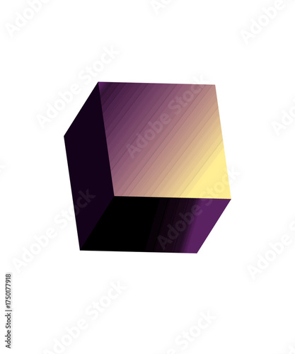 Abstract 3D Geometric Shape with Gradient Stripes