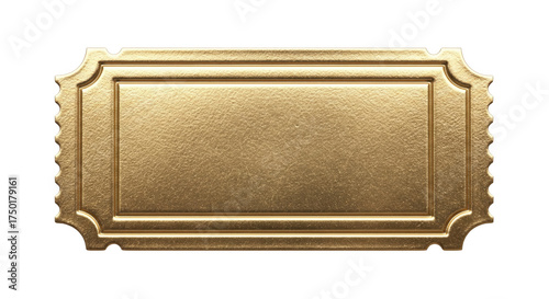 Blank Gold Ticket Label with Embossed Border – PNG Transparent Background Vintage Voucher Tag Clipart