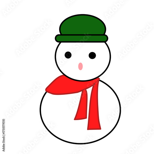 Happy Snowman with Scarf and Hat Design