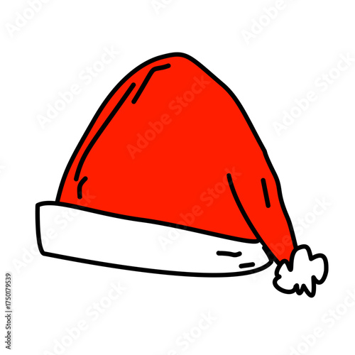 Red Christmas Hat with White Trim Design