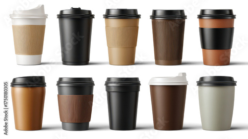 Wallpaper Mural Set of realistic paper and plastic coffee cups in different colors Torontodigital.ca