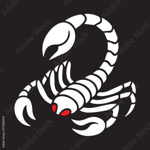 Scorpion with Glowing Red Eyes on Dark Background – Mysterious, Dangerous Insect Close-Up