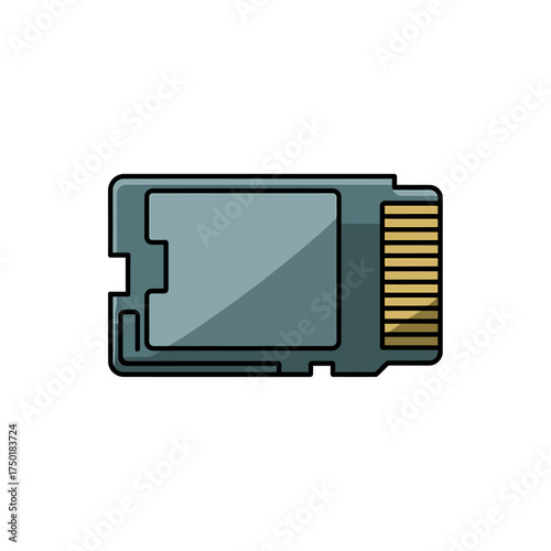 Digital sd memory card storage device with gold connector pins technology and data storage