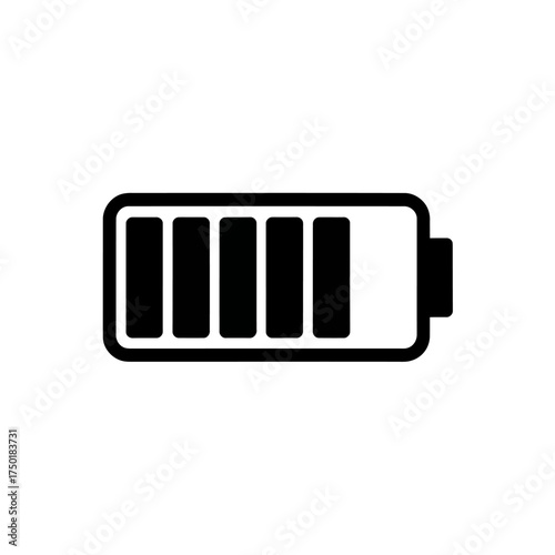 Minimalist black and white icon of a partially charged battery for tech and power concepts