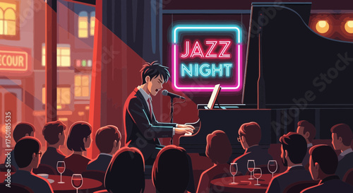A Jazz Night Performance: Lively piano music serenading an appreciative audience