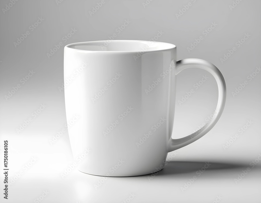 Obraz premium Plain White Ceramic Coffee Mug Mockup on Light Background