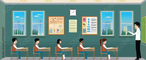 teacher teaching students in class