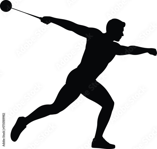 Male Hammer Throw Athlete Silhouette – Sports Action Vector Illustration