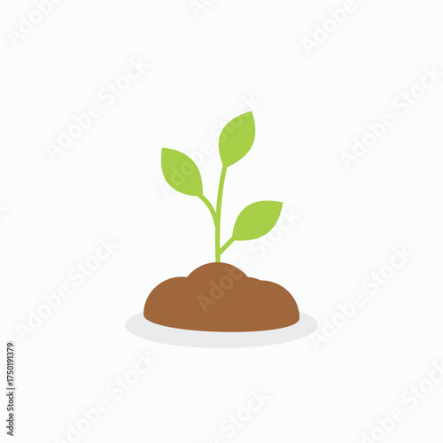 Small green sapling growing from a mound of soil, symbolizing growth, environment, conservation, and new life