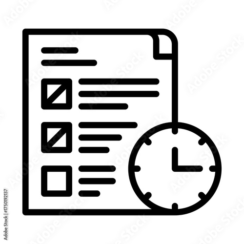 Free Download Checklist document with checkboxes and clock icon representing time management task completion and deadline awareness - GFXLoad