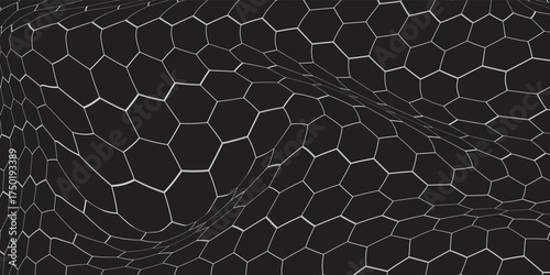 Abstract background with a distorted hexagonal honeycomb pattern. Modern vector design with an optical illusion effect. Perfect for textures, futuristic backgrounds, or unique design elements.