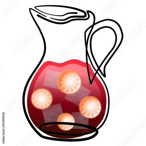 Colorful Citrus Punch/Sangria In A Handled Glass Pitcher For Party Or Home Gathering