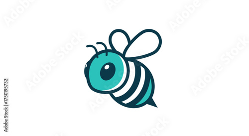 Foto Cute, cartoonish bee with blue body and large eyes