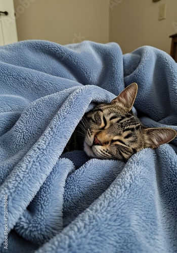A plush, incredibly soft cat blanket, perfect for feline comfort and warmth during a peaceful nap or cozy lounging. Essential pet bedding ,domestic ,bedding ,gentle