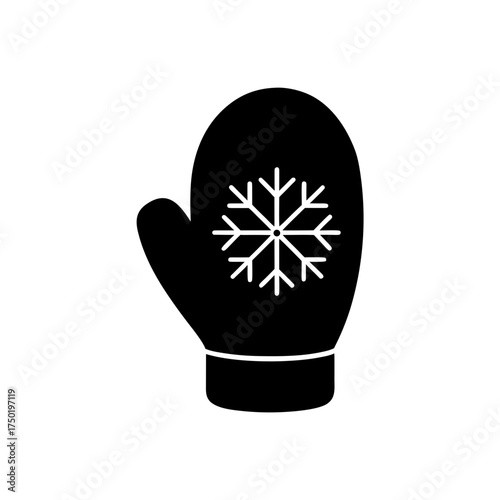 Mitten with snowflake design on transparent background