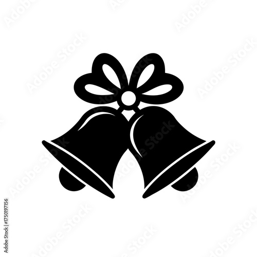 Two bells with bow illustration on transparent background