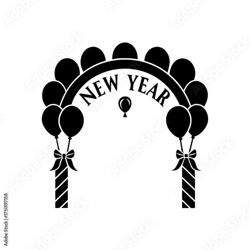 New year balloon arch vector on transparent background