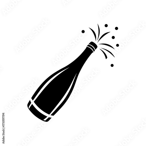 Popping open a bottle of wine on transparent background