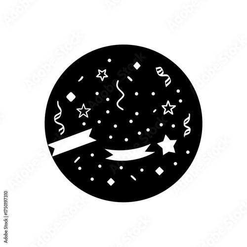 Celebration confetti and stars on transparent background