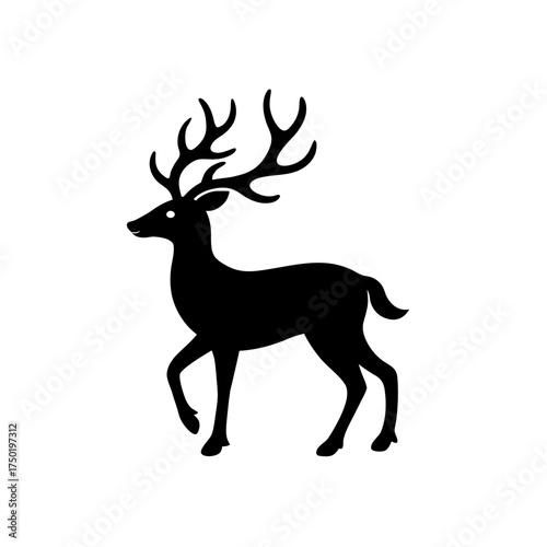 Silhouette of a deer walking on transparent background