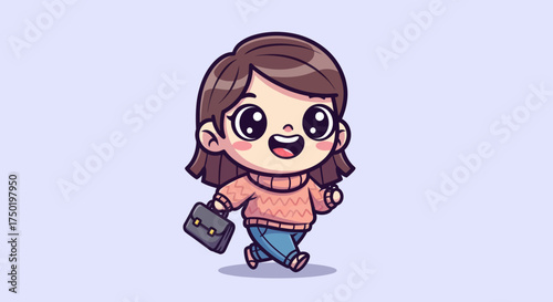 Fotografie Animated girl with briefcase