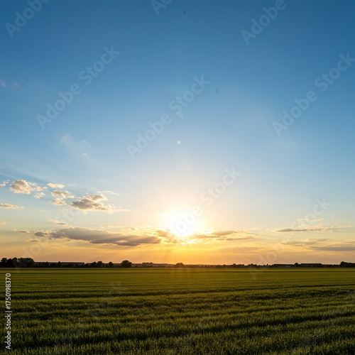 Expansive and vibrant clear blue sky illuminated by bright golden sun, offering a serene and beautiful natural background scene ,illuminated ,good weather ,clear day