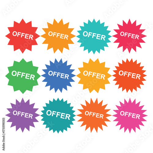 Colorful Offer Stickers Vector Graphic Great for Marketing Materials and Sales