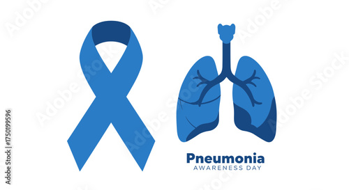Support pneumonia awareness with this compelling design featuring a ribbon and lungs, ideal for advocacy campaigns and health-related marketing materials