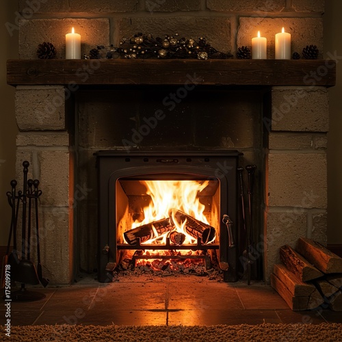 Gentle warmth and luminous energy emanate from a rustic hearth, symbolizing comfort, new beginnings, and quiet inspiration ,beginning ,quiet ,potential