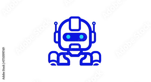 Outline of a cute, blue, simplistic robot