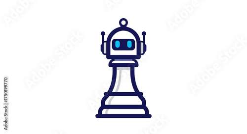 Chess piece rendered as a cute robot