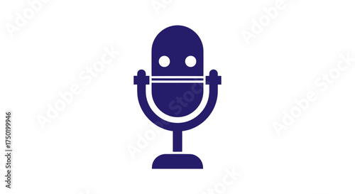 Dark blue microphone icon, simplistic & symmetric
