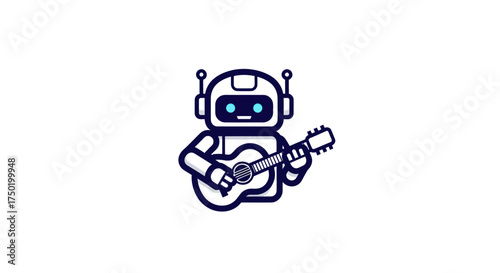 Robot musician playing guitar