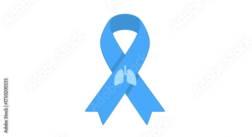 Raise Awareness with a Light Blue Ribbon Symbolizing Lung Health and Pulmonary Fibrosis Awareness Month, a Symbol of Hope and Support for Patients
