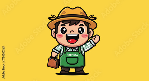 Cartoon farmer waving