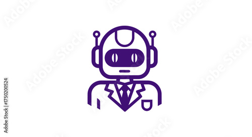 Purple robot outline in a suit