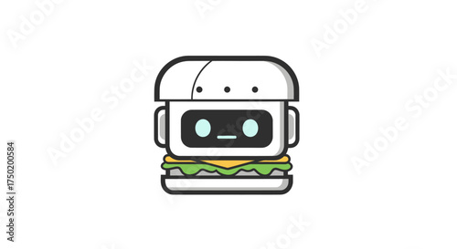 Cartoon robot head on a sandwich