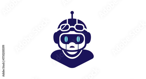 Vector icon of a robot head wearing goggles