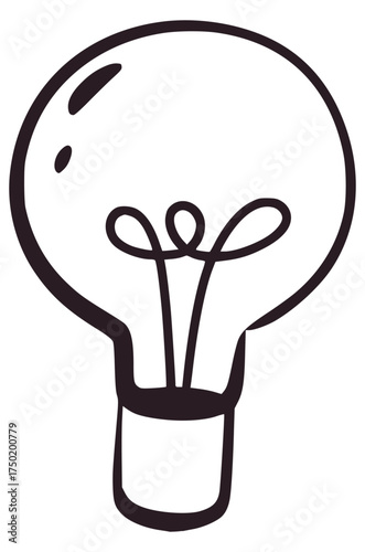 Simple black and white light bulb drawing illustration idea