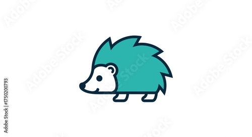 Simple, turquoise and white hedgehog illustration