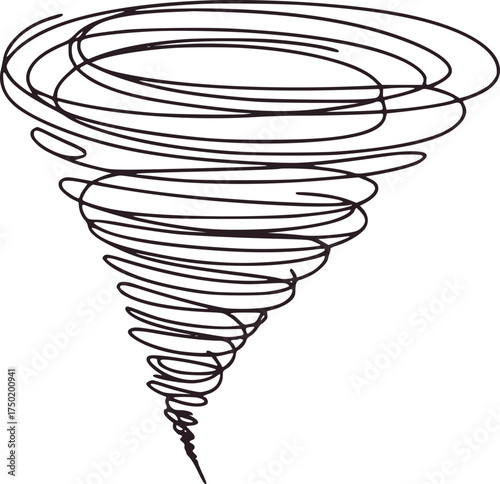 Swirling dark lines forming a tornado shape storm vortex