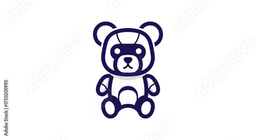 A stylized, outline drawing of a teddy bear against a white background