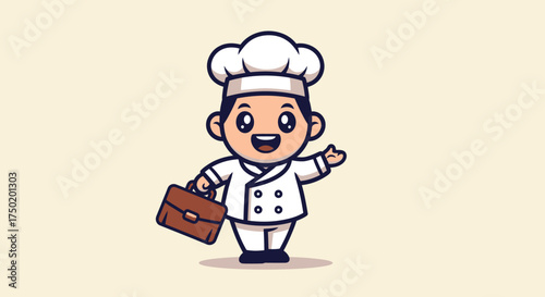 Cartoon chef with briefcase