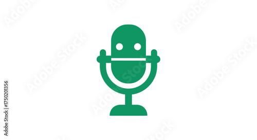 Emerald cartoon microphone with stand and face features