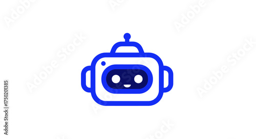 Cute blue and white cartoon robot with antenna